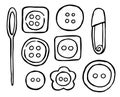 Doodle style vector illustration of a set of sewing buttons Royalty Free Stock Photo